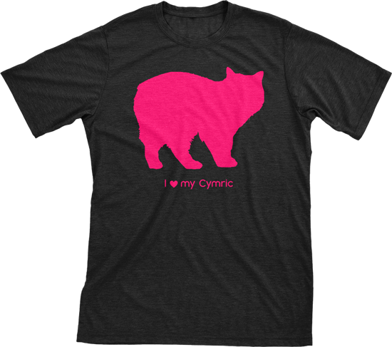 I Love My Cymric | Must Love Cats® Hot Pink On Black Short Sleeve T-Shirt-Must Love Cats® T-Shirts-The Official Website of Jewelry Candles - Find Jewelry In Candles!