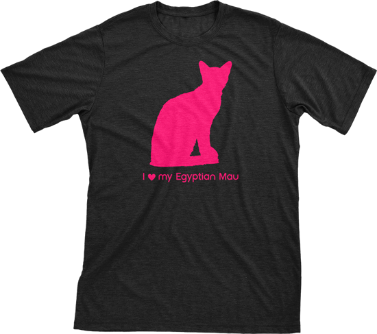 I Love My Egyptian Mau | Must Love Cats® Hot Pink On Black Short Sleeve T-Shirt-Must Love Cats® T-Shirts-The Official Website of Jewelry Candles - Find Jewelry In Candles!