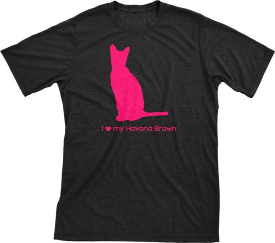 I Love My Havana Brown | Must Love Cats® Hot Pink On Black Short Sleeve T-Shirt-Must Love Cats® T-Shirts-The Official Website of Jewelry Candles - Find Jewelry In Candles!