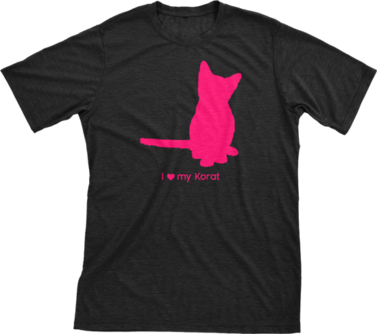 I Love My Korat | Must Love Cats® Hot Pink On Black Short Sleeve T-Shirt-Must Love Cats® T-Shirts-The Official Website of Jewelry Candles - Find Jewelry In Candles!