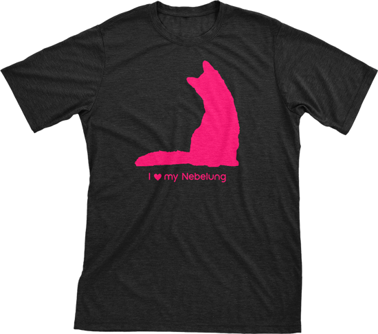 I Love My Nebelung | Must Love Cats® Hot Pink On Black Short Sleeve T-Shirt-Must Love Cats® T-Shirts-The Official Website of Jewelry Candles - Find Jewelry In Candles!