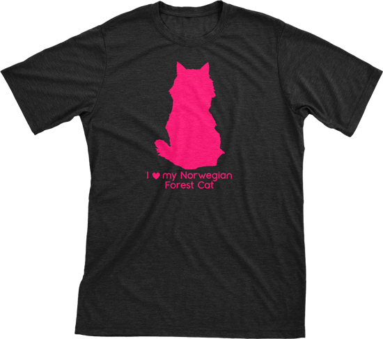 I Love My Norwegian Forest Cat | Must Love Cats® Hot Pink On Black Short Sleeve T-Shirt-Must Love Cats® T-Shirts-The Official Website of Jewelry Candles - Find Jewelry In Candles!