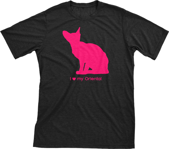 I Love My Oriental | Must Love Cats® Hot Pink On Black Short Sleeve T-Shirt-Must Love Cats® T-Shirts-The Official Website of Jewelry Candles - Find Jewelry In Candles!