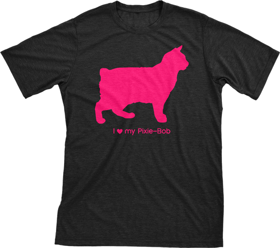 I Love My Pixie-Bob | Must Love Cats® Hot Pink On Black Short Sleeve T-Shirt-Must Love Cats® T-Shirts-The Official Website of Jewelry Candles - Find Jewelry In Candles!