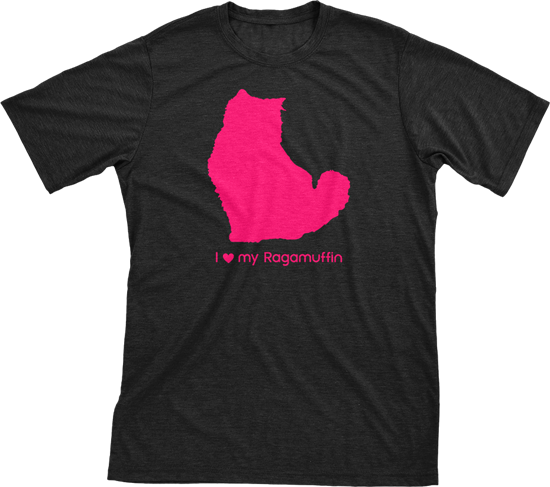 I Love My Ragamuffin | Must Love Cats® Hot Pink On Black Short Sleeve T-Shirt-Must Love Cats® T-Shirts-The Official Website of Jewelry Candles - Find Jewelry In Candles!