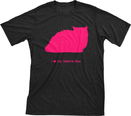 I Love My Selkirk Rex | Must Love Cats® Hot Pink On Black Short Sleeve T-Shirt-Must Love Cats® T-Shirts-The Official Website of Jewelry Candles - Find Jewelry In Candles!