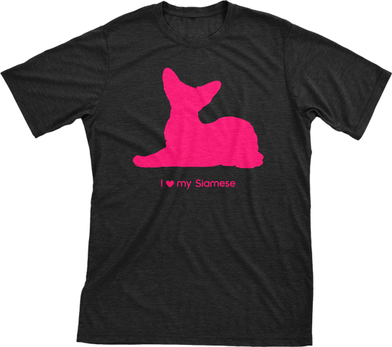 I Love My Siamese | Must Love Cats® Hot Pink On Black Short Sleeve T-Shirt-Must Love Cats® T-Shirts-The Official Website of Jewelry Candles - Find Jewelry In Candles!