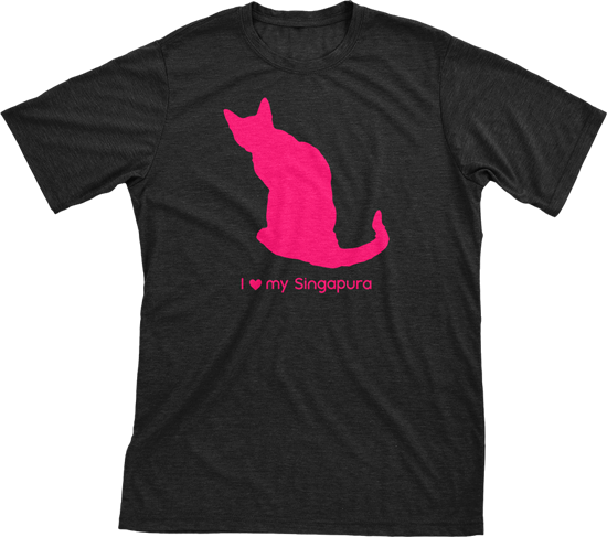 I Love My Singapura | Must Love Cats® Hot Pink On Black Short Sleeve T-Shirt-Must Love Cats® T-Shirts-The Official Website of Jewelry Candles - Find Jewelry In Candles!