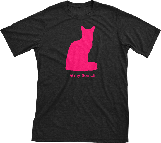 I Love My Somali | Must Love Cats® Hot Pink On Black Short Sleeve T-Shirt-Must Love Cats® T-Shirts-The Official Website of Jewelry Candles - Find Jewelry In Candles!