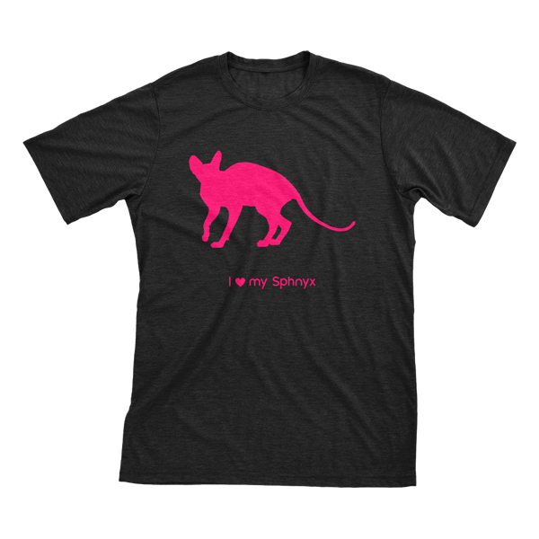 I Love My Sphnyx | Must Love Cats® Hot Pink On Black Short Sleeve T-Shirt-Must Love Cats® T-Shirts-The Official Website of Jewelry Candles - Find Jewelry In Candles!