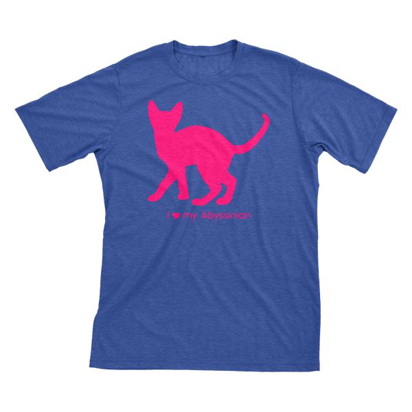 I Love My Abyssinian | Must Love Cats® Hot Pink On Heathered Royal Blue Short Sleeve T-Shirt-Must Love Cats® T-Shirts-The Official Website of Jewelry Candles - Find Jewelry In Candles!