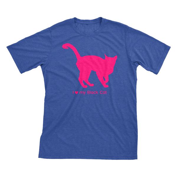 I Love My Black Cat | Must Love Cats® Hot Pink On Heathered Royal Blue Short Sleeve T-Shirt-Must Love Cats® T-Shirts-The Official Website of Jewelry Candles - Find Jewelry In Candles!