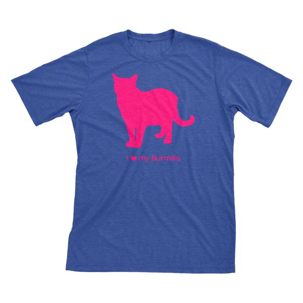 I Love My Burmilla | Must Love Cats® Hot Pink On Heathered Royal Blue Short Sleeve T-Shirt-Must Love Cats® T-Shirts-The Official Website of Jewelry Candles - Find Jewelry In Candles!
