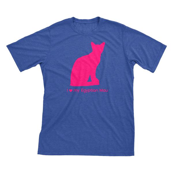 I Love My Egyptian Mau | Must Love Cats® Hot Pink On Heathered Royal Blue Short Sleeve T-Shirt-Must Love Cats® T-Shirts-The Official Website of Jewelry Candles - Find Jewelry In Candles!