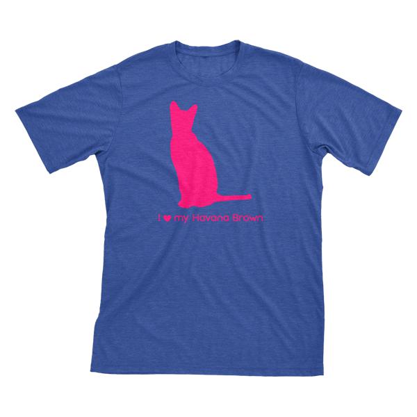 I Love My Havana Brown | Must Love Cats® Hot Pink On Heathered Royal Blue Short Sleeve T-Shirt-Must Love Cats® T-Shirts-The Official Website of Jewelry Candles - Find Jewelry In Candles!