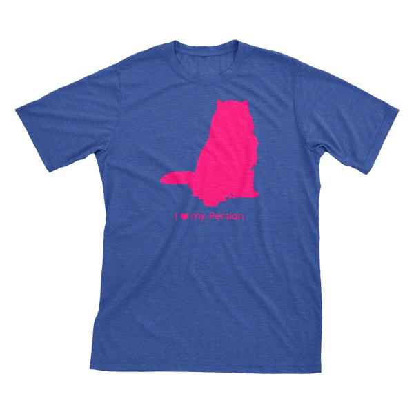 I Love My Persian | Must Love Cats® Hot Pink On Heathered Royal Blue Short Sleeve T-Shirt-Must Love Cats® T-Shirts-The Official Website of Jewelry Candles - Find Jewelry In Candles!