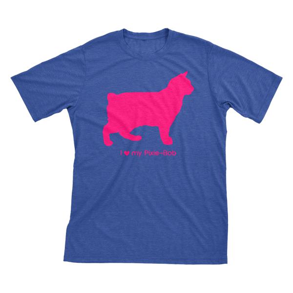 I Love My Pixie-Bob | Must Love Cats® Hot Pink On Heathered Royal Blue Short Sleeve T-Shirt-Must Love Cats® T-Shirts-The Official Website of Jewelry Candles - Find Jewelry In Candles!