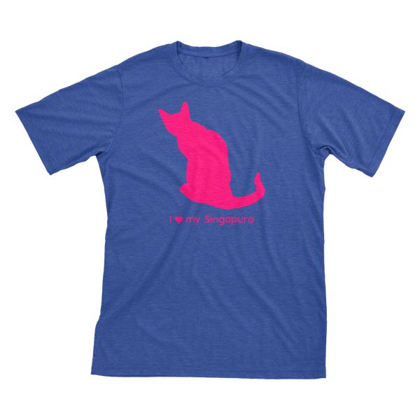 I Love My Singapura | Must Love Cats® Hot Pink On Heathered Royal Blue Short Sleeve T-Shirt-Must Love Cats® T-Shirts-The Official Website of Jewelry Candles - Find Jewelry In Candles!