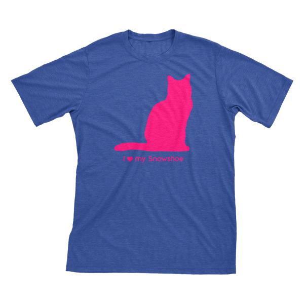 I Love My Snowshoe | Must Love Cats® Hot Pink On Heathered Royal Blue Short Sleeve T-Shirt-Must Love Cats® T-Shirts-The Official Website of Jewelry Candles - Find Jewelry In Candles!