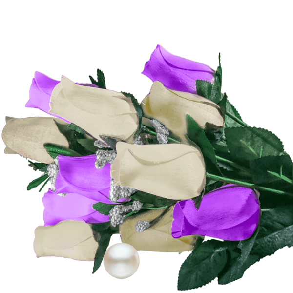 Purple & Cream Bouquet Pearl Roses
