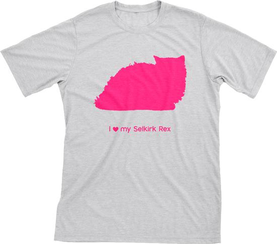 I Love My Selkirk Rex | Must Love Cats® Hot Pink On Heathered Grey Short Sleeve T-Shirt-Must Love Cats® T-Shirts-The Official Website of Jewelry Candles - Find Jewelry In Candles!