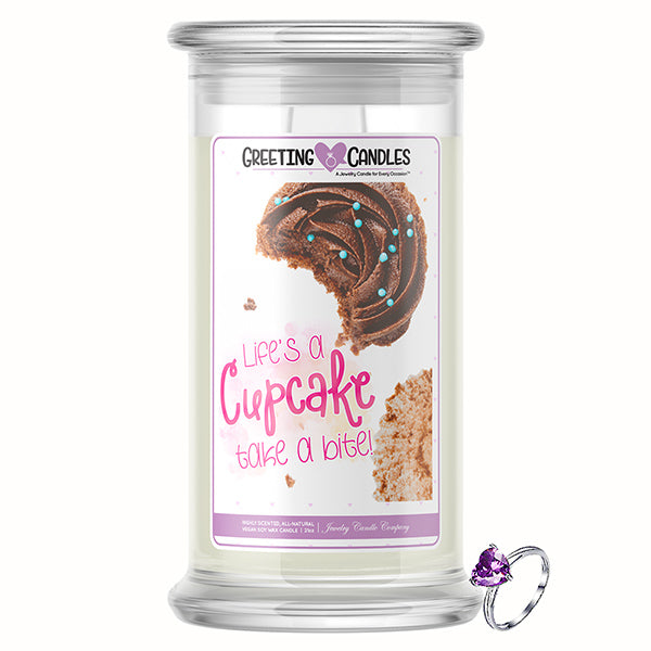 Life's A Cupcake, Take A Bite! Jewelry Greeting Candle