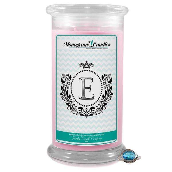 Letter E Monogram Candles-Monogram Candles-The Official Website of Jewelry Candles - Find Jewelry In Candles!