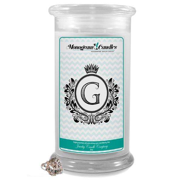 Letter G Monogram Candles-Monogram Candles-The Official Website of Jewelry Candles - Find Jewelry In Candles!