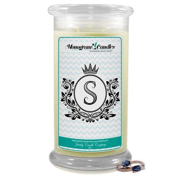 Letter S Monogram Candles-Monogram Candles-The Official Website of Jewelry Candles - Find Jewelry In Candles!