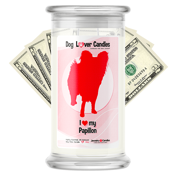 Papillon Dog Lover Cash Candle