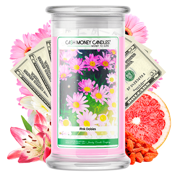 Pink Daisies Cash Money Candle