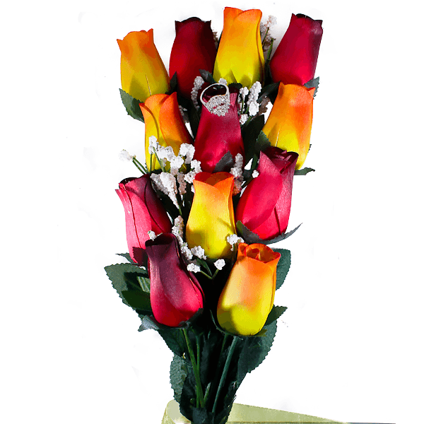 Red & Orange Yellow Ombré Bouquet | Jewelry Roses®-Jewelry Roses®-The Official Website of Jewelry Candles - Find Jewelry In Candles!