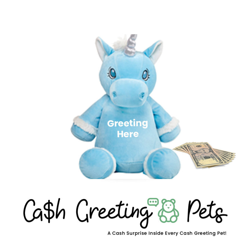 Unicorn-Blue Cash Greeting Pet