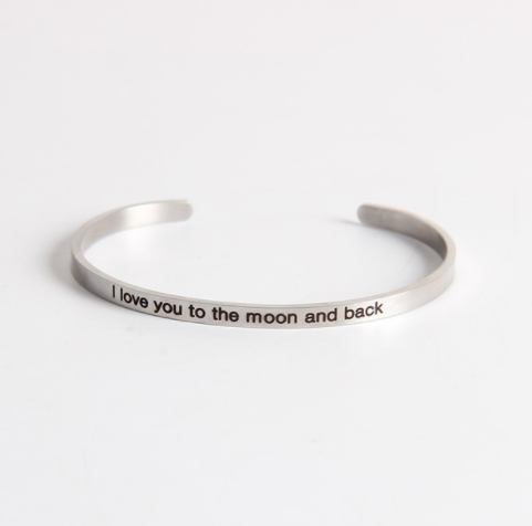 I Love You To The Moon And Back Stainless Steel Cuff Bracelet-The Official Website of Jewelry Candles - Find Jewelry In Candles!