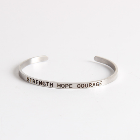 Strength Hope Courage Stainless Steel Cuff Bracelet-The Official Website of Jewelry Candles - Find Jewelry In Candles!